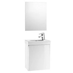 Roca Mini 450m Wall Hung Vanity Unit & Mirror Pack - Gloss White