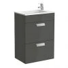 Roca Debba 500m 2-Drawer Wall Hung Vanity Unit - Gloss Anthracite Grey 2 Roca Debba 500m 2-Drawer Wall Hung Vanity Unit - Gloss Anthracite Grey -Wall Hung Vanity Units Shop 855904153 P