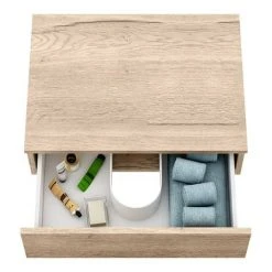 Arezzo Wall Hung Countertop Basin Shelf with Drawer - Rustic Oak - 600 x 450mm -Wall Hung Vanity Units Shop ABCTOK6 d4 460