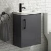 Apollo2 405mm Gloss Grey Compact Wall Hung Vanity Unit w. Matt Black Handle -Wall Hung Vanity Units Shop APC2GWH4MB p