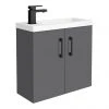 Apollo2 605mm Gloss Grey Compact Wall Hung Vanity Unit w. Matt Black Handles 1 Apollo2 605mm Gloss Grey Compact Wall Hung Vanity Unit w. Matt Black Handles -Wall Hung Vanity Units Shop APC2GWH6MB p