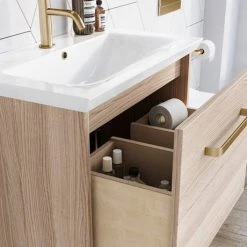 Crosswater Arena 600 Wall Hung Vanity Unit with Brushed Brass Handle - Pure White Gloss 11 Crosswater Arena 600 Wall Hung Vanity Unit with Brushed Brass Handle - Pure White Gloss -Wall Hung Vanity Units Shop AR60WHI BR D4 460
