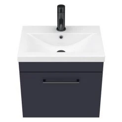 Arezzo 500 Matt Blue Wall Hung 1-Drawer Vanity Unit with Matt Black Handle 13 Arezzo 500 Matt Blue Wall Hung 1-Drawer Vanity Unit with Matt Black Handle -Wall Hung Vanity Units Shop AZB5WHVBK D5 460