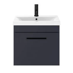 Arezzo 500 Matt Blue Wall Hung 1-Drawer Vanity Unit with Matt Black Handle 11 Arezzo 500 Matt Blue Wall Hung 1-Drawer Vanity Unit with Matt Black Handle -Wall Hung Vanity Units Shop AZB5WHVBK d3 460