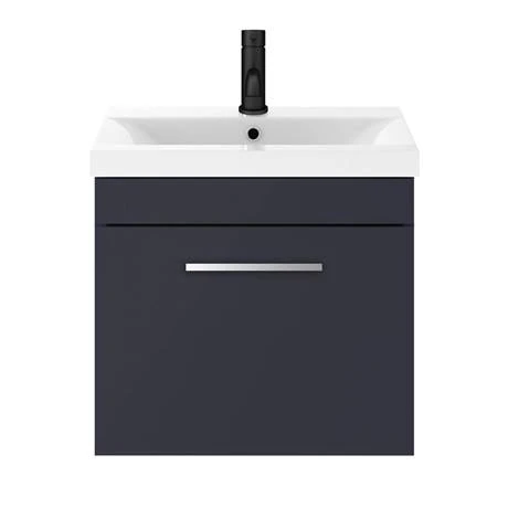 Arezzo 500 Matt Blue Wall Hung 1-Drawer Vanity Unit with Chrome Handle 6 Arezzo 500 Matt Blue Wall Hung 1-Drawer Vanity Unit with Chrome Handle - Image 4