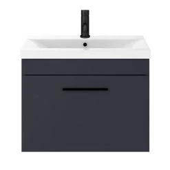 Arezzo 600 Matt Blue Wall Hung 1-Drawer Vanity Unit with Matt Black Handle 11 Arezzo 600 Matt Blue Wall Hung 1-Drawer Vanity Unit with Matt Black Handle -Wall Hung Vanity Units Shop AZB6WHVBK d6 460