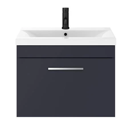 Arezzo 600 Matt Blue Wall Hung 1-Drawer Vanity Unit with Chrome Handle 7 Arezzo 600 Matt Blue Wall Hung 1-Drawer Vanity Unit with Chrome Handle - Image 5