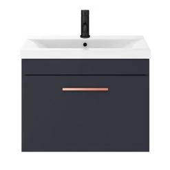 Arezzo 600 Matt Blue Wall Hung 1-Drawer Vanity Unit with Rose Gold Handle 11 Arezzo 600 Matt Blue Wall Hung 1-Drawer Vanity Unit with Rose Gold Handle -Wall Hung Vanity Units Shop AZB6WHVRG d4 460