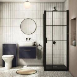 Arezzo Wall Hung Countertop Vanity Unit - Matt Blue - 600mm with White Worktop & Brushed Brass Handle -Wall Hung Vanity Units Shop AZB6WHWBBW d5 460