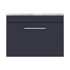 Arezzo Wall Hung Countertop Vanity Unit - Matt Blue - 600mm with Grey Worktop & Chrome Handle -Wall Hung Vanity Units Shop AZB6WHWCHG d5 460