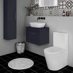 Arezzo Wall Hung Countertop Vanity Unit - Matt Blue - 600mm with Rose Gold Handle 9 Arezzo Wall Hung Countertop Vanity Unit - Matt Blue - 600mm with Rose Gold Handle -Wall Hung Vanity Units Shop AZB6WHWRG d3 460