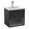 Arezzo Senza 500mm Matt Black / Vicenza Oak Wall Hung Vanity Unit with Open Shelf + Ceramic Basin 1 Arezzo Senza 500mm Matt Black / Vicenza Oak Wall Hung Vanity Unit with Open Shelf + Ceramic Basin -Wall Hung Vanity Units Shop AZBLAVO5 P