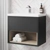 Arezzo Senza 600mm Matt Black / Vicenza Oak Wall Hung Vanity Unit with Open Shelf + Ceramic Basin 2 Arezzo Senza 600mm Matt Black / Vicenza Oak Wall Hung Vanity Unit with Open Shelf + Ceramic Basin -Wall Hung Vanity Units Shop AZBLAVO6 lrg01 670