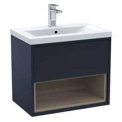 Arezzo Senza 600mm Matt Blue / Vicenza Oak Wall Hung Vanity Unit with Open Shelf + Ceramic Basin 8 Arezzo Senza 600mm Matt Blue / Vicenza Oak Wall Hung Vanity Unit with Open Shelf + Ceramic Basin -Wall Hung Vanity Units Shop AZBLUVO6 d2 460