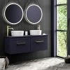 Arezzo Matt Blue Wall Hung Double Countertop Vanity Unit incl. 2 Basins (1200mm w. Brushed Brass Handles) 1 Arezzo Matt Blue Wall Hung Double Countertop Vanity Unit incl. 2 Basins (1200mm w. Brushed Brass Handles) -Wall Hung Vanity Units Shop AZBWHBB12RB prodv2