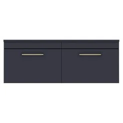 Arezzo Matt Blue Wall Hung Double Countertop Vanity Unit (1200mm w. Brushed Brass Handles) 9 Arezzo Matt Blue Wall Hung Double Countertop Vanity Unit (1200mm w. Brushed Brass Handles) -Wall Hung Vanity Units Shop AZBWHBB12 d3 460