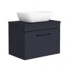 Arezzo Wall Hung Countertop Basin Unit - Blue with Black Handle - 600mm inc. Basin -Wall Hung Vanity Units Shop AZBWHMB465 p
