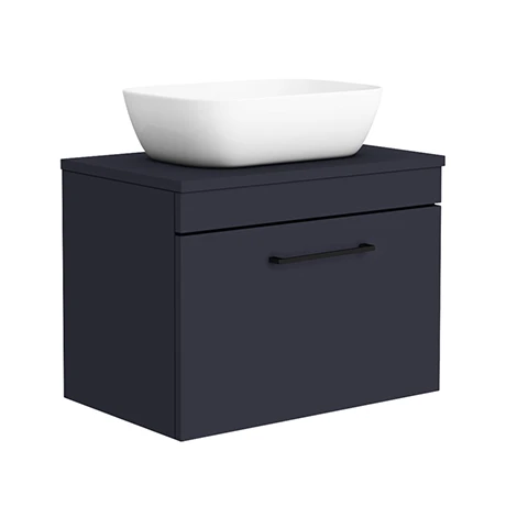 Arezzo Wall Hung Countertop Basin Unit - Blue with Black Handle - 600mm inc. Basin 3 Arezzo Wall Hung Countertop Basin Unit - Blue with Black Handle - 600mm inc. Basin