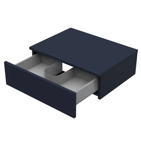 Arezzo Wall Hung Countertop Basin Shelf with Drawer - Matt Blue - 600 x 450mm 4 Arezzo Wall Hung Countertop Basin Shelf with Drawer - Matt Blue - 600 x 450mm - Image 2