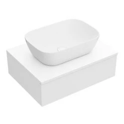 Arezzo Floating Basin Shelf with Drawer - Matt White - 600mm inc. Curved Rectangular Basin -Wall Hung Vanity Units Shop AZCTWHT6B1 n d1 460