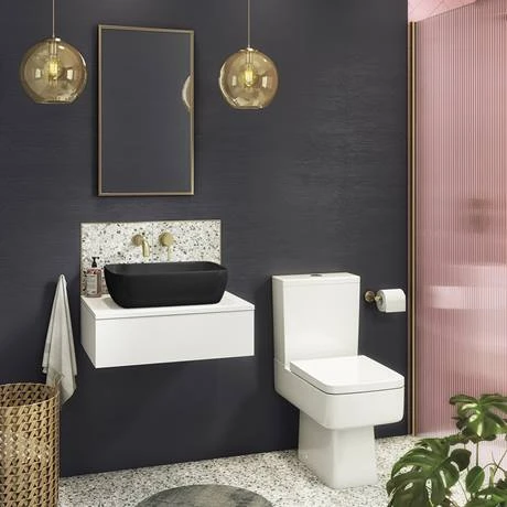 Arezzo Floating Basin Shelf with Drawer - Matt White - 600mm inc. Black Curved Rectangular Basin 7 Arezzo Floating Basin Shelf with Drawer - Matt White - 600mm inc. Black Curved Rectangular Basin - Image 5