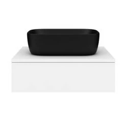 Arezzo Floating Basin Shelf with Drawer - Matt White - 600mm inc. Black Curved Rectangular Basin 13 Arezzo Floating Basin Shelf with Drawer - Matt White - 600mm inc. Black Curved Rectangular Basin -Wall Hung Vanity Units Shop AZCTWHT6B2 d7 460
