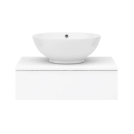 Arezzo Floating Basin Shelf with Drawer - Matt White - 600mm inc. Round Basin 7 Arezzo Floating Basin Shelf with Drawer - Matt White - 600mm inc. Round Basin - Image 5