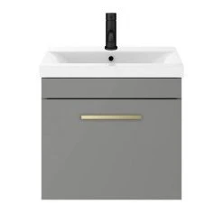 Arezzo 500 Matt Grey Wall Hung 1-Drawer Vanity Unit with Brushed Brass Handle 10 Arezzo 500 Matt Grey Wall Hung 1-Drawer Vanity Unit with Brushed Brass Handle -Wall Hung Vanity Units Shop AZG5WHVBB d3 460
