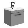 Arezzo Wall Hung Vanity Unit - Matt Grey - 500mm with Industrial Style Black Handle -Wall Hung Vanity Units Shop AZG5WHVBKIS p