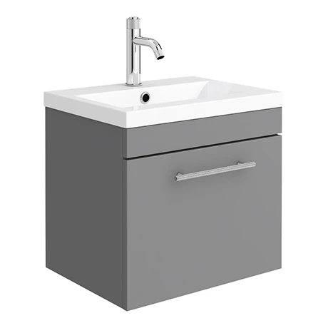 Arezzo Industrial Style 500 Matt Grey Wall Hung Vanity Unit with Chrome Handle 3 Arezzo Industrial Style 500 Matt Grey Wall Hung Vanity Unit with Chrome Handle