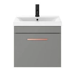 Arezzo 500 Matt Grey Wall Hung 1-Drawer Vanity Unit with Rose Gold Handle 10 Arezzo 500 Matt Grey Wall Hung 1-Drawer Vanity Unit with Rose Gold Handle -Wall Hung Vanity Units Shop AZG5WHVRG d3 460