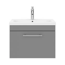 Arezzo Wall Hung Vanity Unit - Matt Grey - 600mm with Industrial Style Chrome Handle 12 Arezzo Wall Hung Vanity Unit - Matt Grey - 600mm with Industrial Style Chrome Handle -Wall Hung Vanity Units Shop AZG6WHVCHIS d4 460