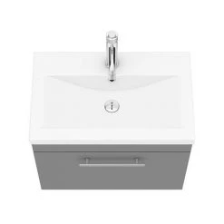 Arezzo Wall Hung Vanity Unit - Matt Grey - 600mm with Industrial Style Chrome Handle 13 Arezzo Wall Hung Vanity Unit - Matt Grey - 600mm with Industrial Style Chrome Handle -Wall Hung Vanity Units Shop AZG6WHVCHIS d5 460