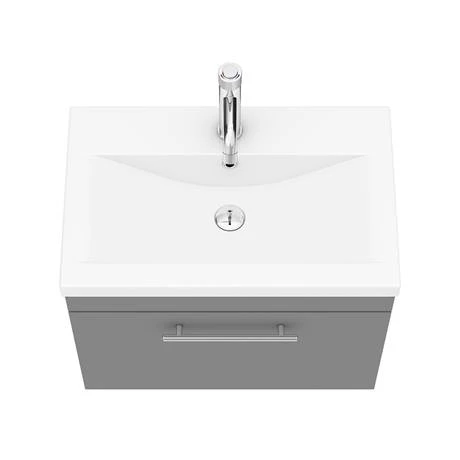 Arezzo Wall Hung Vanity Unit - Matt Grey - 600mm with Industrial Style Chrome Handle 8 Arezzo Wall Hung Vanity Unit - Matt Grey - 600mm with Industrial Style Chrome Handle - Image 6