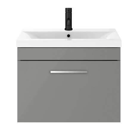 Arezzo 600 Matt Grey Wall Hung 1-Drawer Vanity Unit with Chrome Handle 7 Arezzo 600 Matt Grey Wall Hung 1-Drawer Vanity Unit with Chrome Handle - Image 5