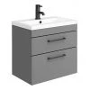 Arezzo 600 Matt Grey Wall Hung 2-Drawers Vanity Unit with Matt Black Handles 2 Arezzo 600 Matt Grey Wall Hung 2-Drawers Vanity Unit with Matt Black Handles -Wall Hung Vanity Units Shop AZG6WHVMB2D lrg 670