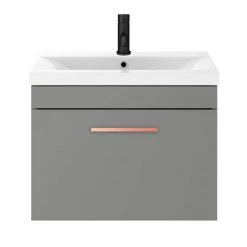 Arezzo 600 Matt Grey Wall Hung 1-Drawer Vanity Unit with Rose Gold Handle 12 Arezzo 600 Matt Grey Wall Hung 1-Drawer Vanity Unit with Rose Gold Handle -Wall Hung Vanity Units Shop AZG6WHVRG d4 460