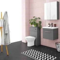 Arezzo 600 Matt Grey Wall Hung 1-Drawer Vanity Unit with Rose Gold Handle 13 Arezzo 600 Matt Grey Wall Hung 1-Drawer Vanity Unit with Rose Gold Handle -Wall Hung Vanity Units Shop AZG6WHVRG d6 460