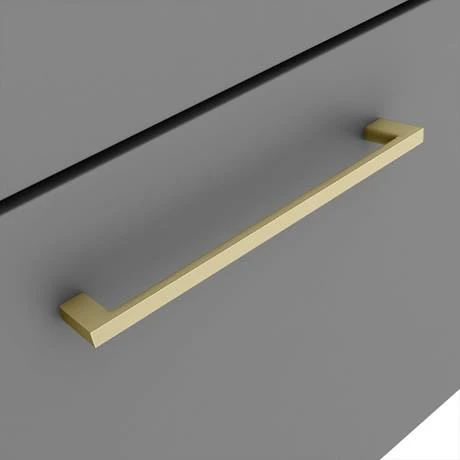 Arezzo Wall Hung Countertop Vanity Unit - Matt Grey - 600mm with Brushed Brass Handle 4 Arezzo Wall Hung Countertop Vanity Unit - Matt Grey - 600mm with Brushed Brass Handle - Image 2