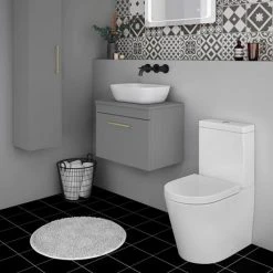 Arezzo Wall Hung Countertop Vanity Unit - Matt Grey - 600mm with Brushed Brass Handle 9 Arezzo Wall Hung Countertop Vanity Unit - Matt Grey - 600mm with Brushed Brass Handle -Wall Hung Vanity Units Shop AZG6WHWBB d4 460