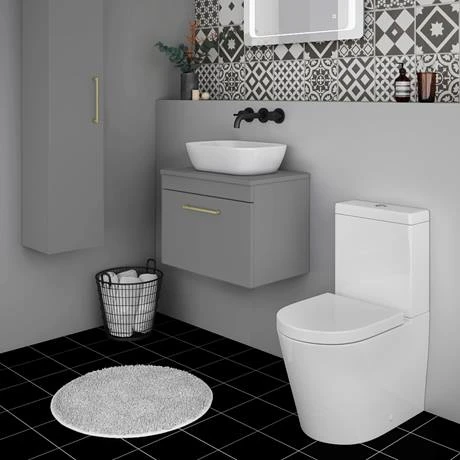 Arezzo Wall Hung Countertop Vanity Unit - Matt Grey - 600mm with Brushed Brass Handle 6 Arezzo Wall Hung Countertop Vanity Unit - Matt Grey - 600mm with Brushed Brass Handle - Image 4