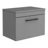 Arezzo Wall Hung Countertop Vanity Unit - Matt Grey - 600mm with Industrial Style Black Handle 1 Arezzo Wall Hung Countertop Vanity Unit - Matt Grey - 600mm with Industrial Style Black Handle -Wall Hung Vanity Units Shop AZG6WHWBKIS p
