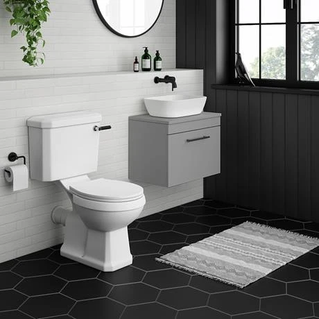 Arezzo Wall Hung Countertop Vanity Unit - Matt Grey - 600mm with Industrial Style Black Handle 5 Arezzo Wall Hung Countertop Vanity Unit - Matt Grey - 600mm with Industrial Style Black Handle - Image 3