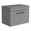 Arezzo Wall Hung Countertop Vanity Unit - Matt Grey - 600mm with Matt Black Handle -Wall Hung Vanity Units Shop AZG6WHWBK np