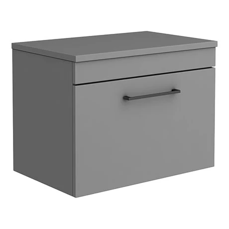 Arezzo Wall Hung Countertop Vanity Unit - Matt Grey - 600mm with Matt Black Handle 3 Arezzo Wall Hung Countertop Vanity Unit - Matt Grey - 600mm with Matt Black Handle