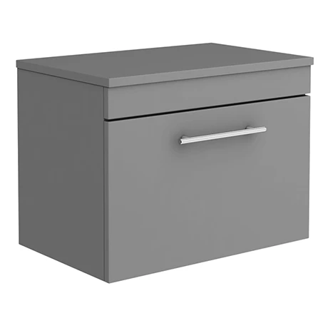 Arezzo Wall Hung Countertop Vanity Unit - Matt Grey - 600mm with Industrial Style Chrome Handle 3 Arezzo Wall Hung Countertop Vanity Unit - Matt Grey - 600mm with Industrial Style Chrome Handle