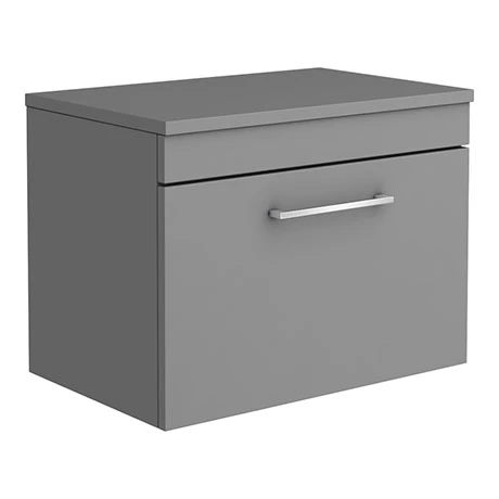 Arezzo Wall Hung Countertop Vanity Unit - Matt Grey - 600mm with Chrome Handle 3 Arezzo Wall Hung Countertop Vanity Unit - Matt Grey - 600mm with Chrome Handle
