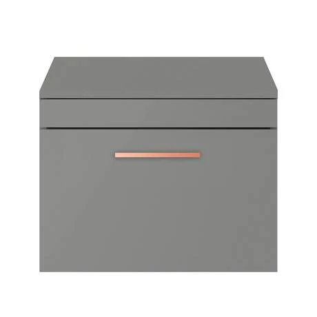 Arezzo Wall Hung Countertop Vanity Unit - Matt Grey - 600mm with Rose Gold Handle 5 Arezzo Wall Hung Countertop Vanity Unit - Matt Grey - 600mm with Rose Gold Handle - Image 3