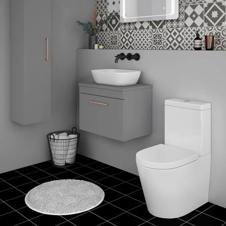 Arezzo Wall Hung Countertop Vanity Unit - Matt Grey - 600mm with Rose Gold Handle 6 Arezzo Wall Hung Countertop Vanity Unit - Matt Grey - 600mm with Rose Gold Handle - Image 4