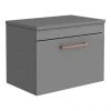 Arezzo Wall Hung Countertop Vanity Unit - Matt Grey - 600mm with Rose Gold Handle -Wall Hung Vanity Units Shop AZG6WHWRG np